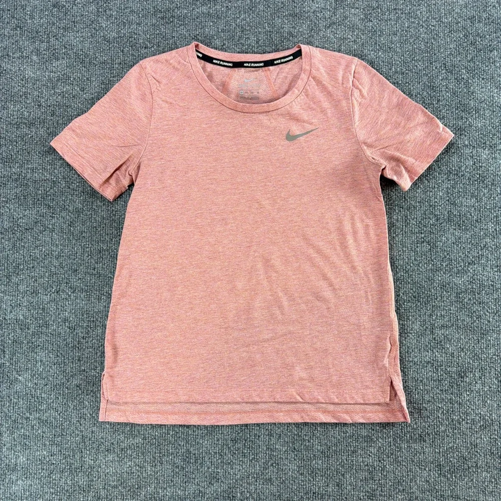 Nike Running Dri-FIT Shirt Womens XS Pink Heathered Running Training Workout Top